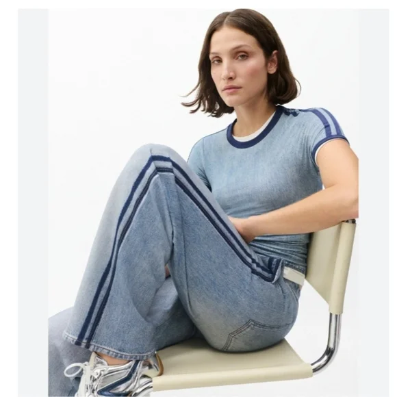 Rag & Bone Miramar Wide Leg Track Jean In Coney S NWT - Picture 6 of 16